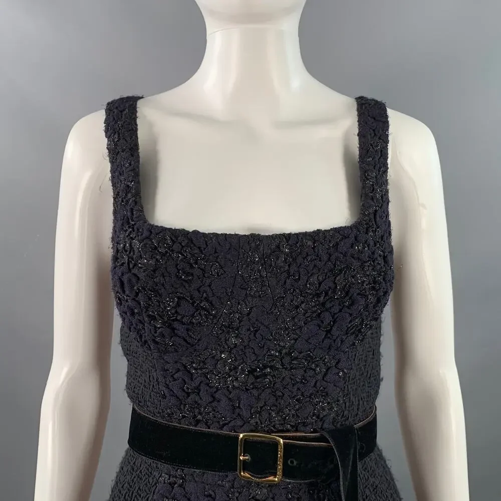 LOUIS VUITTON Size 8 Black Midnight Blue Acetate Blend Sleeveless Cocktail Dress